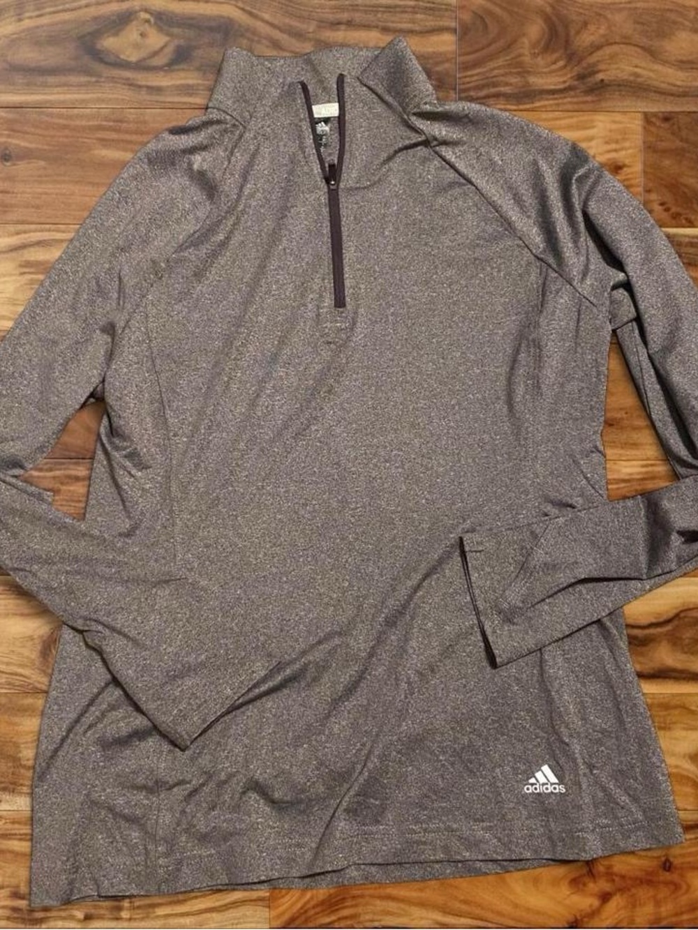 adidas Long Sleeve Quarter-Zip Top in Metallic Gray